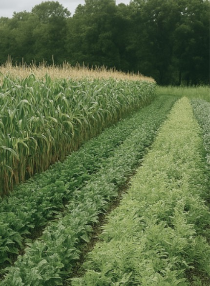 Small-scale farm rows